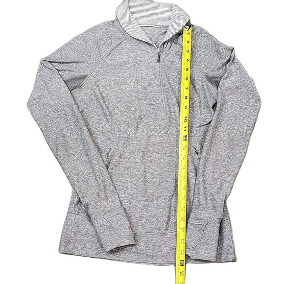 LULULEMON GRAY 1/4 ZIP STRETCHY ZIP POCKETS SWEATSHIRT PULLOVER SIZE 4 - Picture 9 of 11